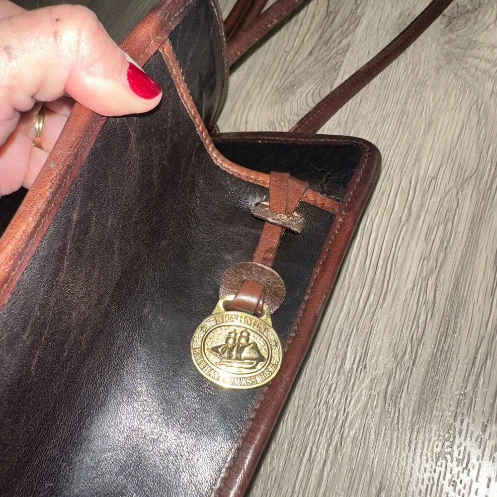 Vintage Brahmin Black Leather Shoulder Bag Tote Purse